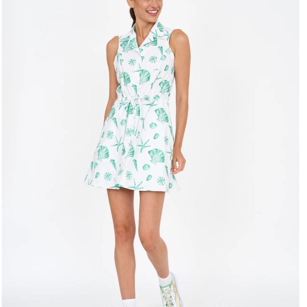 Byrdie Golf Sleeveless Hayden Dress Size S Coral Mini Button Tie Dress NWT